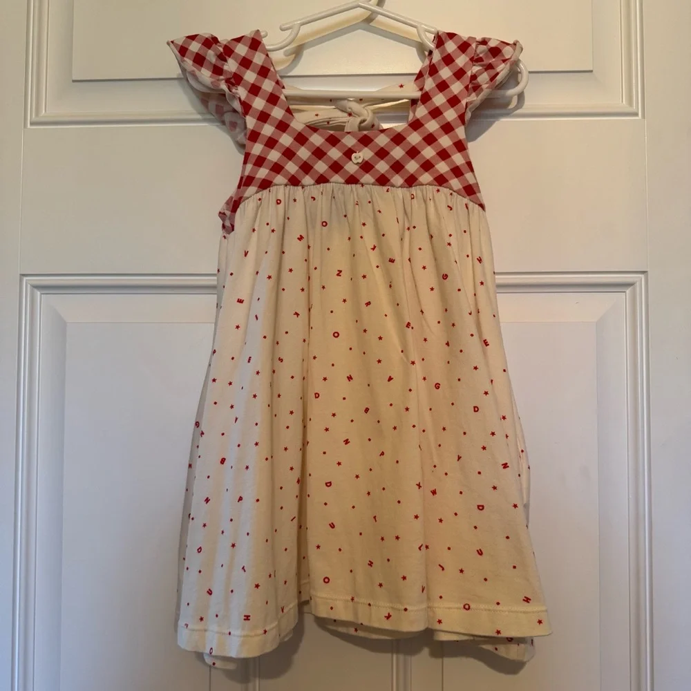 OMI JO Diagonal Red Gingham Aunt Heart Tunic Dress ABC w White Girls 3T SS21B